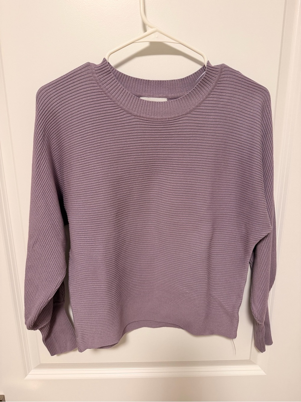 Pink Rose Lavender Ribbed Crewneck Sweater